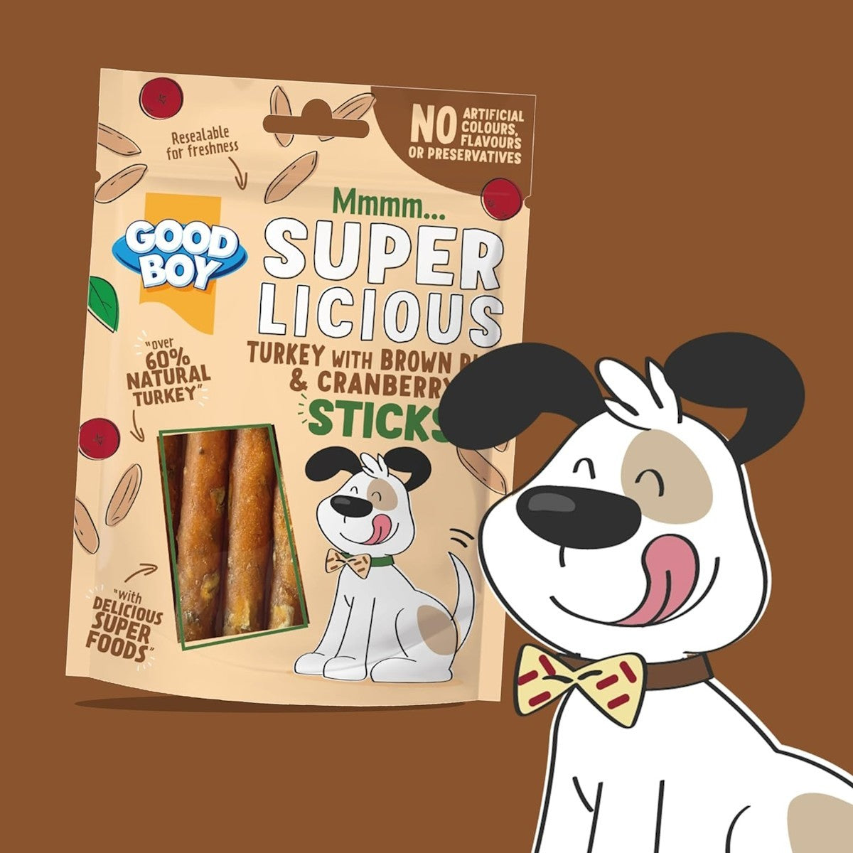 Good Boy Superlicious - Turkey with Brown Rice & Cranberry Sticks 70G ...